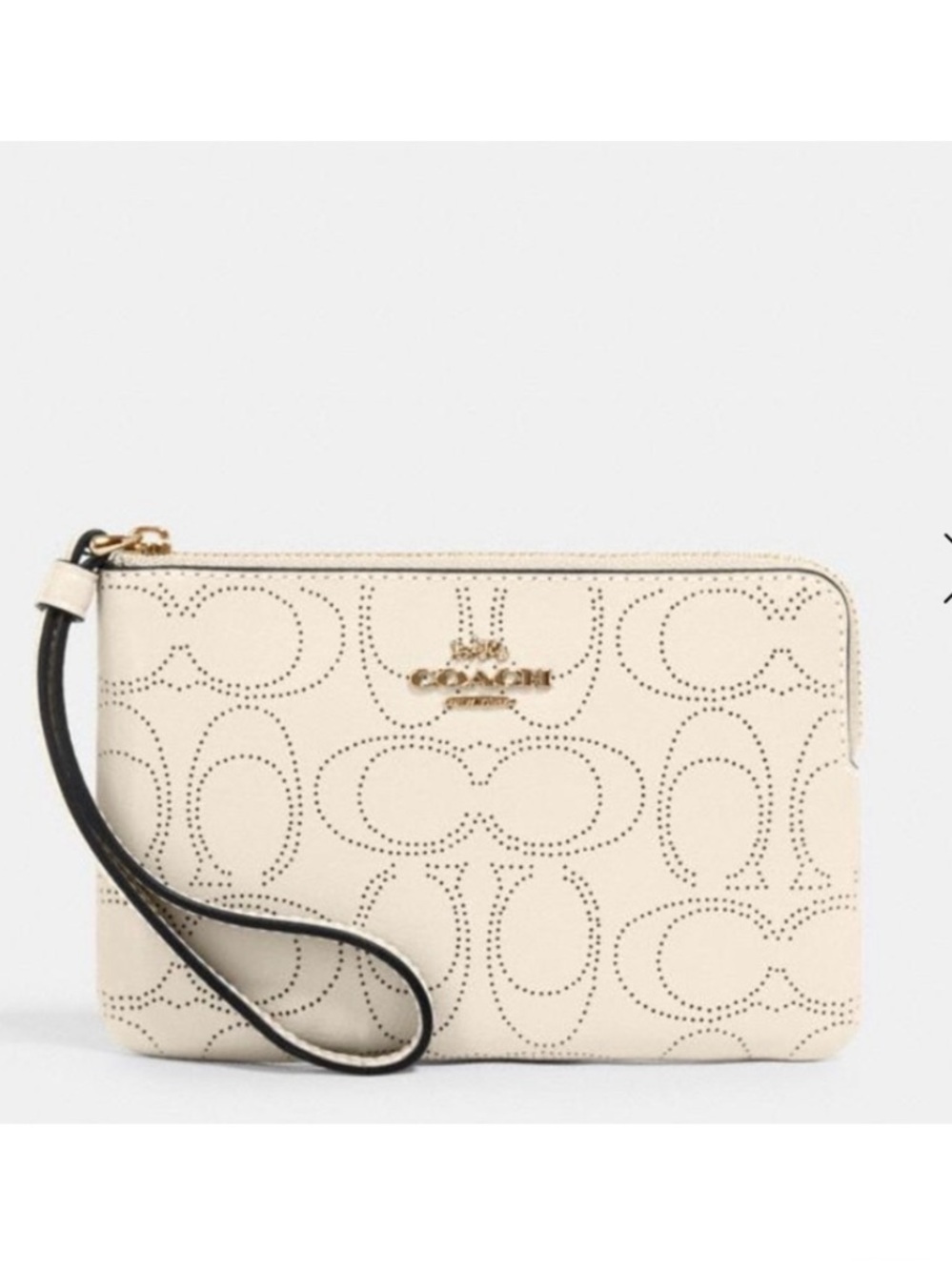 NEW! COACH Leather Perforated Signature Wristlet, Color: Chalk, NWT, GORGEOUS!!
